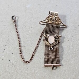 Antique Edwardiann Hum & Co Gold‎ Fill Mesh Pocket Watch Fob Clip Patent 1903